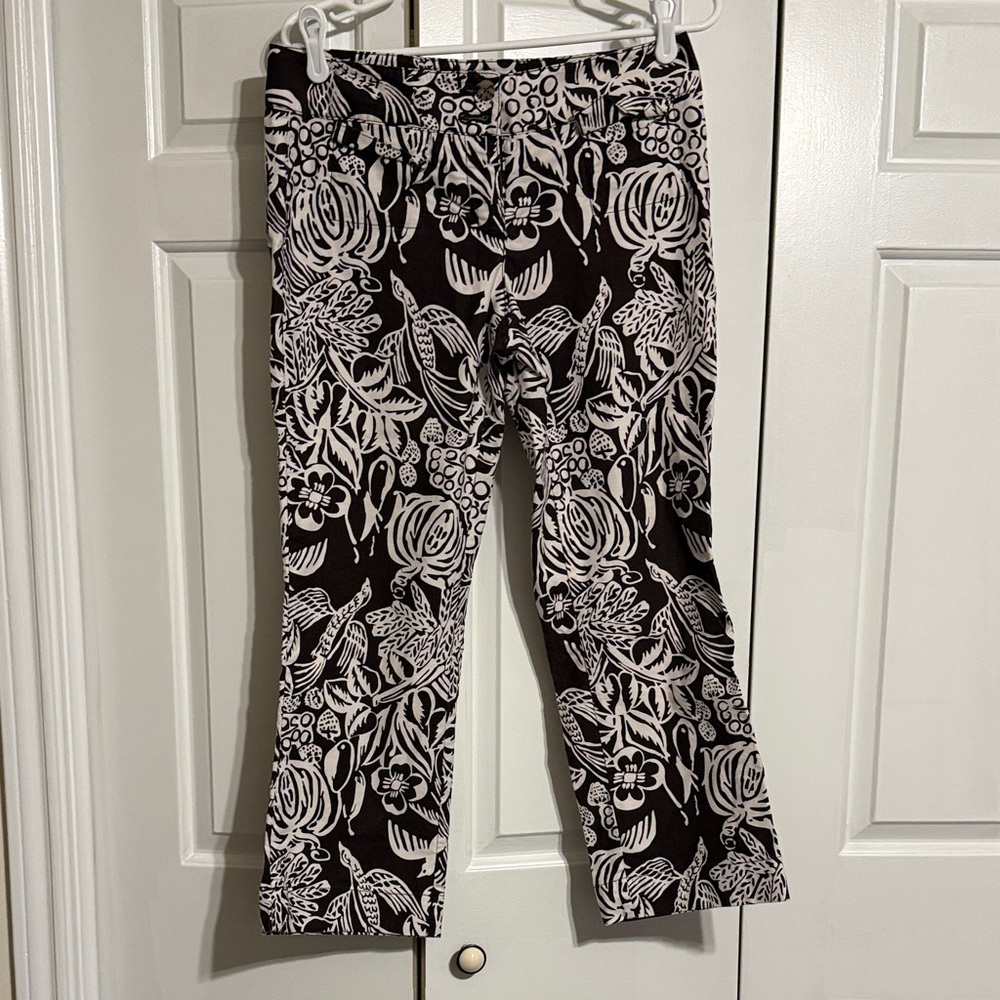 CAbi Monochrome Floral Wide Leg Pants